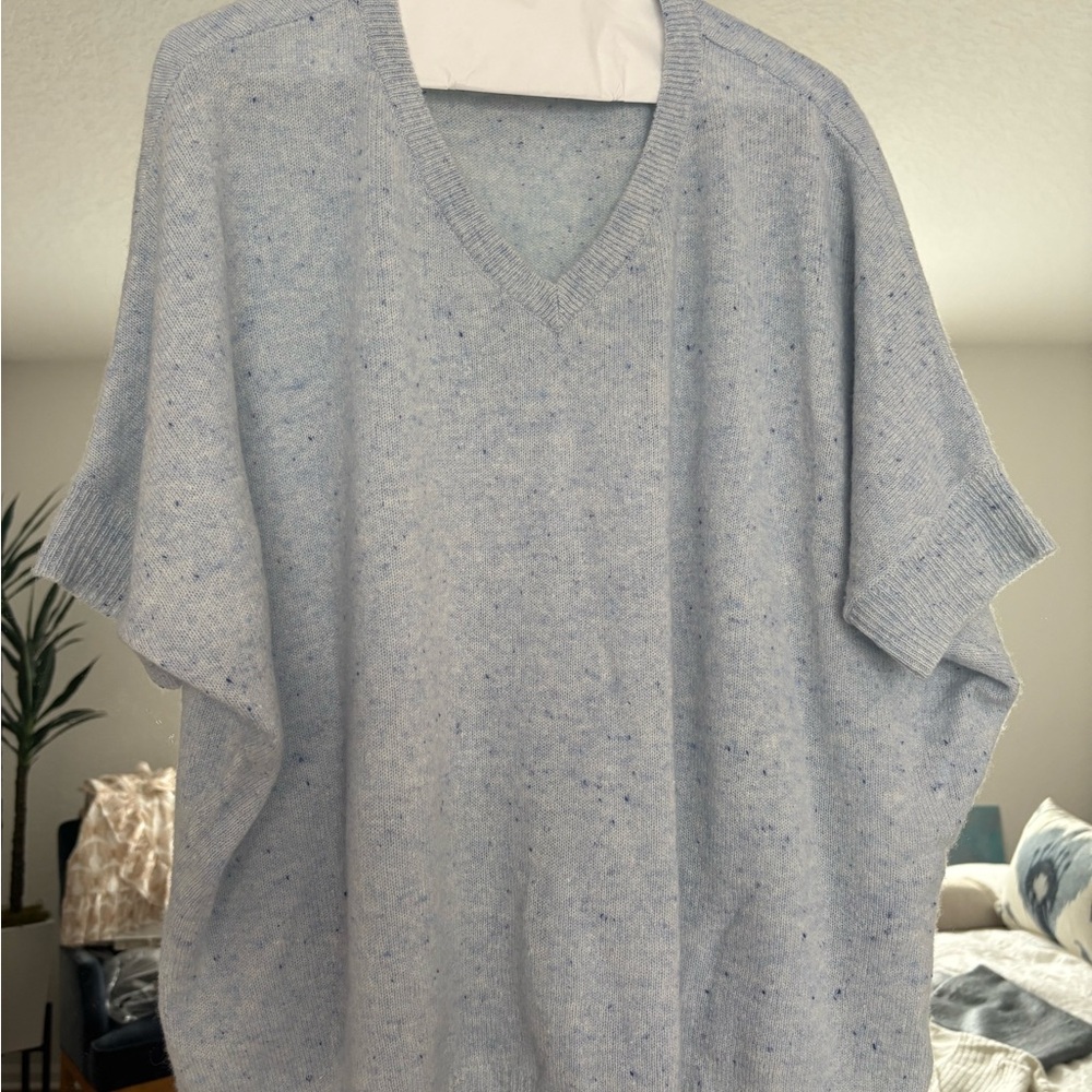 Brodie feather weight Cashmere Dolman Light Blue V-Neck Sweater. Worn once.